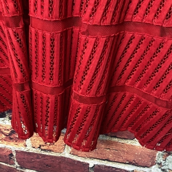 She + Sky Red Fit & Flare Skater Laser Cut Dress Size M - Picture 9 of 13